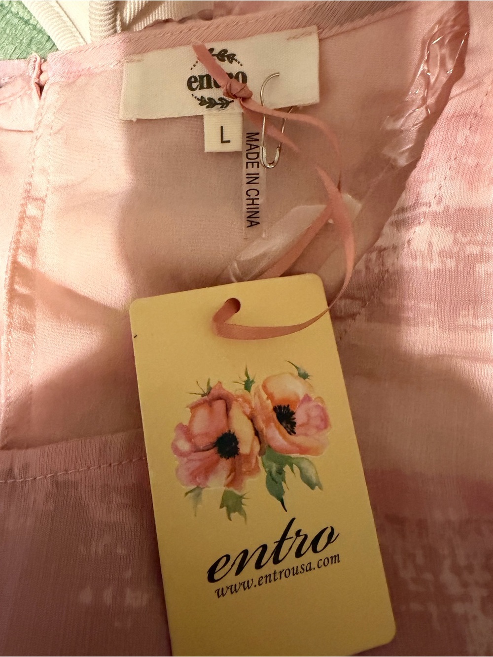 Entro Watercolor Pink Striped Puff Sleeve Blouse NWT large - Picture 2 of 5